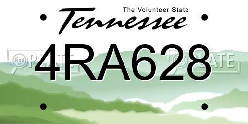 4RA628 Tennessee License Plate