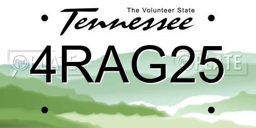 4RAG25 Tennessee License Plate