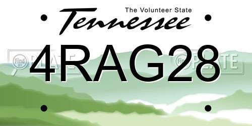 4RAG28 Tennessee License Plate