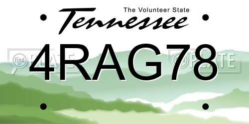 4RAG78 Tennessee License Plate