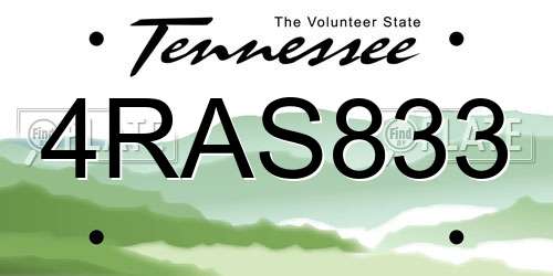 4RAS833 Tennessee License Plate