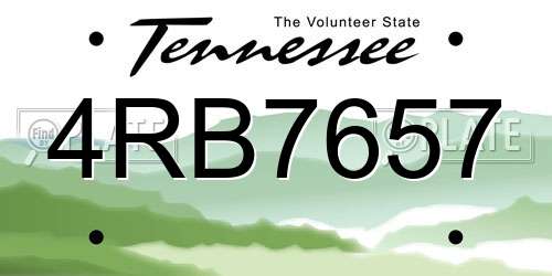 4RB7657 Tennessee License Plate