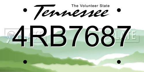 4RB7687 Tennessee License Plate