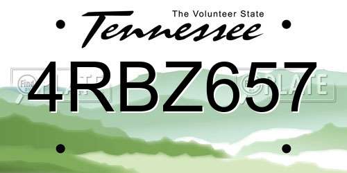 4RBZ657 Tennessee License Plate