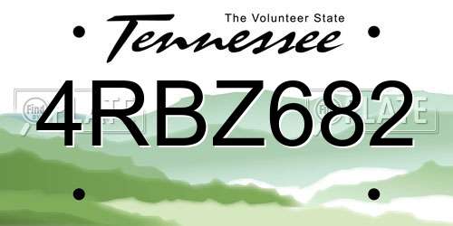4RBZ682 Tennessee License Plate