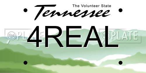 4REAL Tennessee License Plate