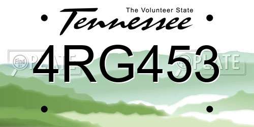 4RG453 Tennessee License Plate