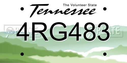 4RG483 Tennessee License Plate