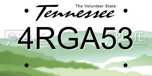 4RGA53 Tennessee License Plate