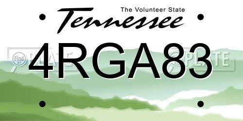 4RGA83 Tennessee License Plate
