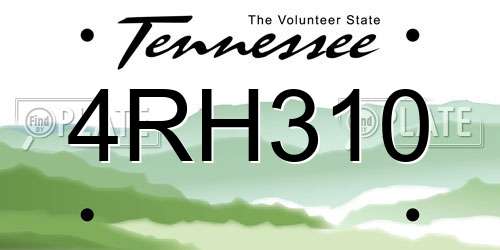 4RH310 Tennessee License Plate