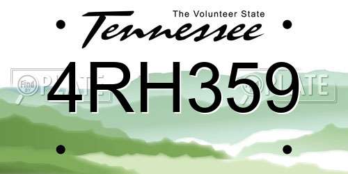 4RH359 Tennessee License Plate