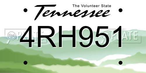 4RH951 Tennessee License Plate