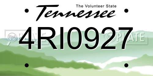 4RI0927 Tennessee License Plate