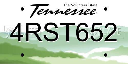 4RST652 Tennessee License Plate