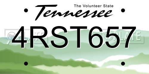 4RST657 Tennessee License Plate