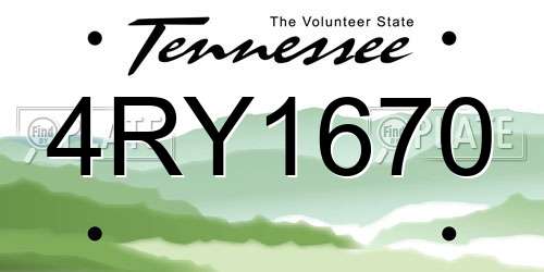 4RY1670 Tennessee License Plate