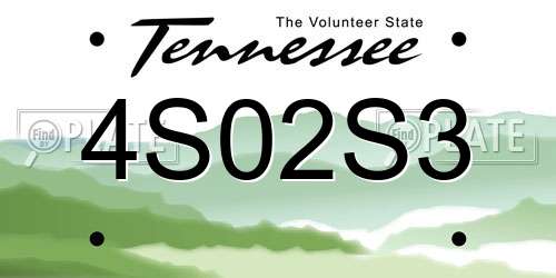 4S02S3 Tennessee License Plate