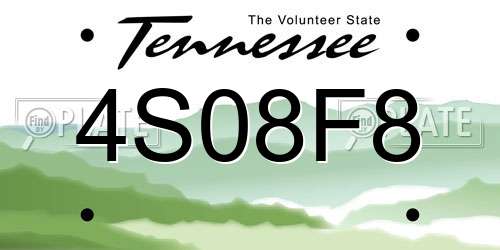 4S08F8 Tennessee License Plate