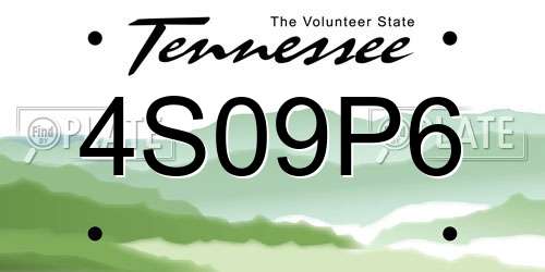 4S09P6 Tennessee License Plate