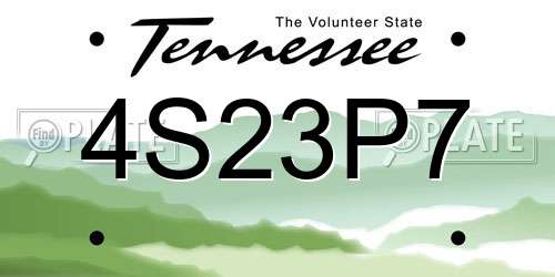 4S23P7 Tennessee License Plate