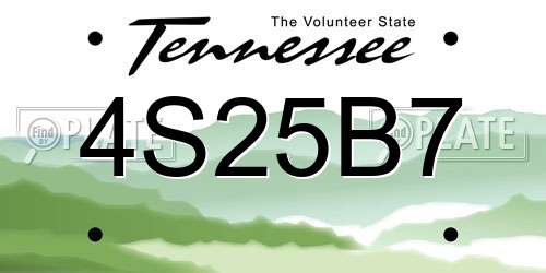 4S25B7 Tennessee License Plate