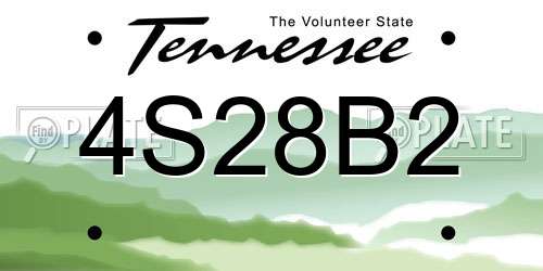 4S28B2 Tennessee License Plate