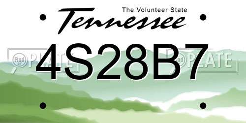 4S28B7 Tennessee License Plate
