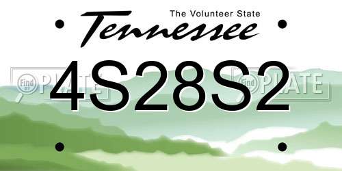 4S28S2 Tennessee License Plate
