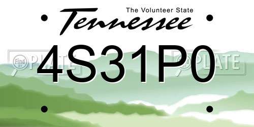4S31P0 Tennessee License Plate