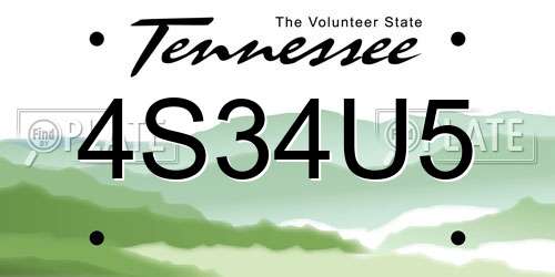 4S34U5 Tennessee License Plate