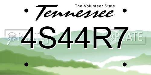 4S44R7 Tennessee License Plate