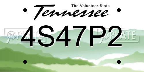 4S47P2 Tennessee License Plate
