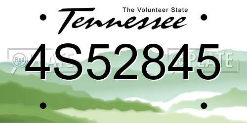 4S52845 Tennessee License Plate