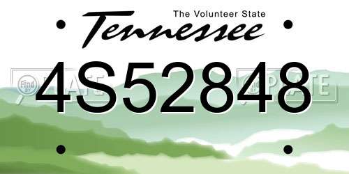 4S52848 Tennessee License Plate