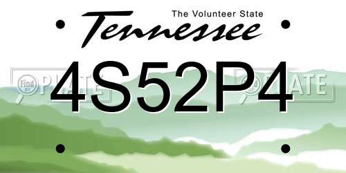4S52P4 Tennessee License Plate