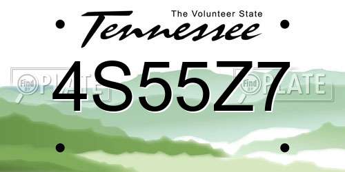 4S55Z7 Tennessee License Plate
