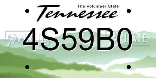 4S59B0 Tennessee License Plate