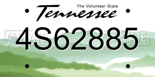 4S62885 Tennessee License Plate