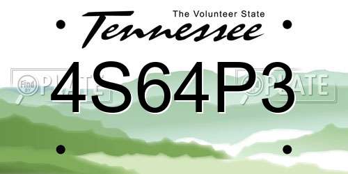 4S64P3 Tennessee License Plate