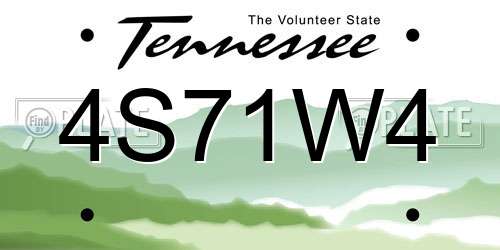 4S71W4 Tennessee License Plate