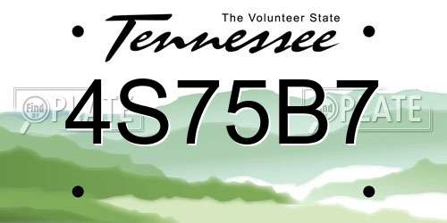 4S75B7 Tennessee License Plate