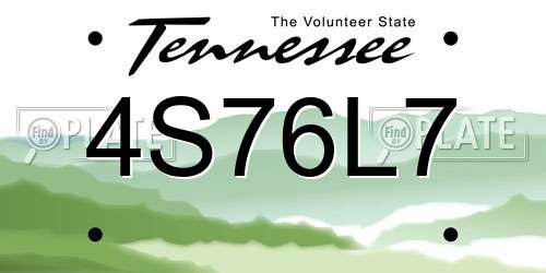 4S76L7 Tennessee License Plate