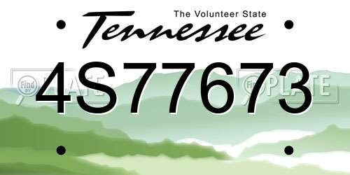 4S77673 Tennessee License Plate