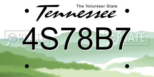 4S78B7 Tennessee License Plate
