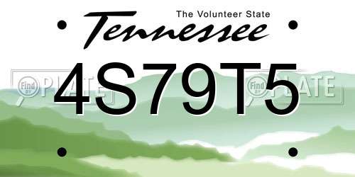 4S79T5 Tennessee License Plate