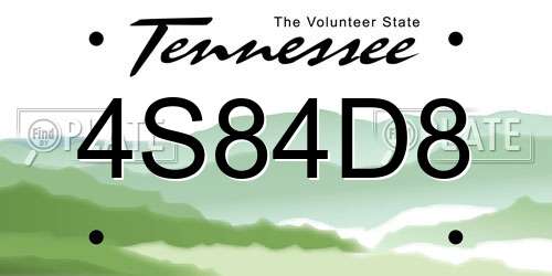 4S84D8 Tennessee License Plate