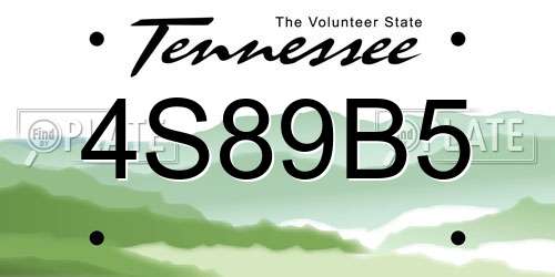 4S89B5 Tennessee License Plate