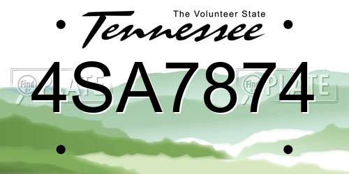 4SA7874 Tennessee License Plate