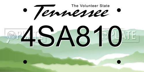 4SA810 Tennessee License Plate